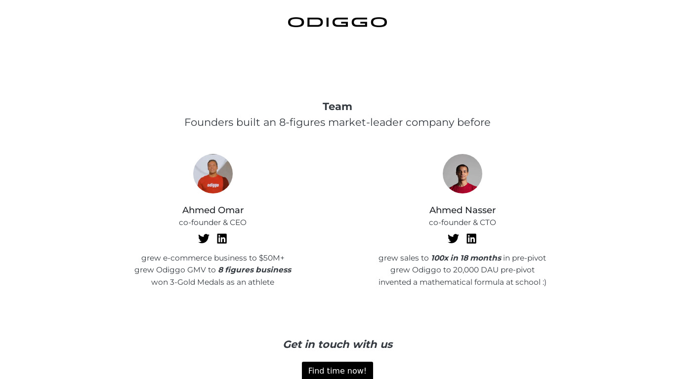 Odiggo Landing page