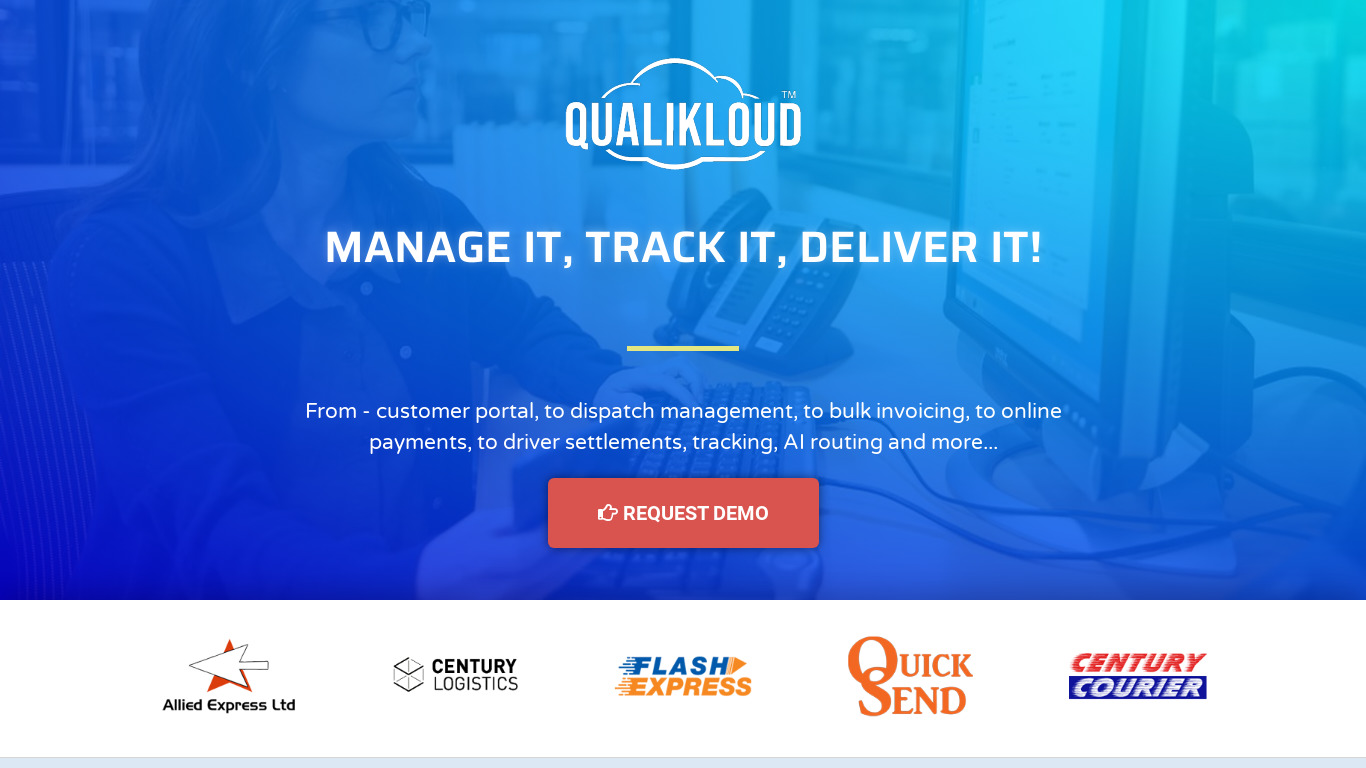Qualikom Courier Custom Solution Landing page