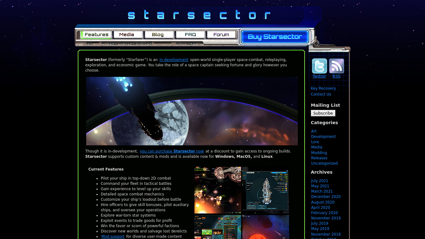 Starsector Landing page