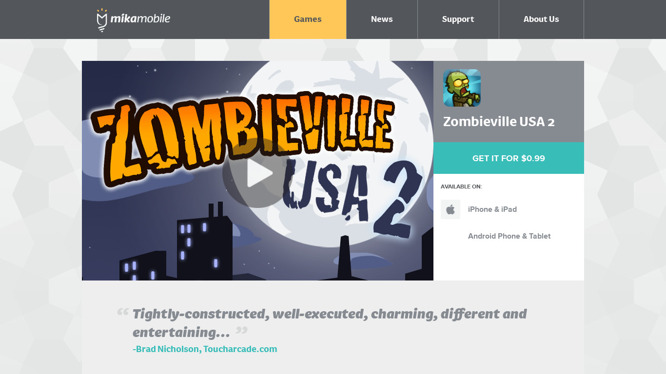 Zombieville Landing page
