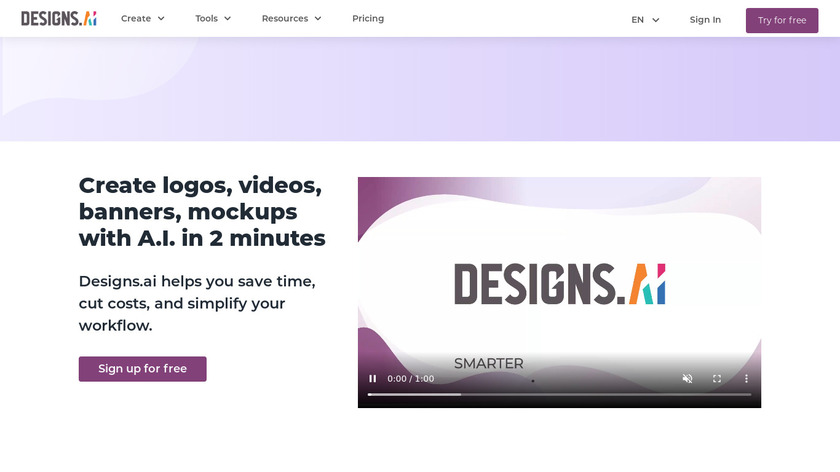 Designs.ai Suite Landing Page
