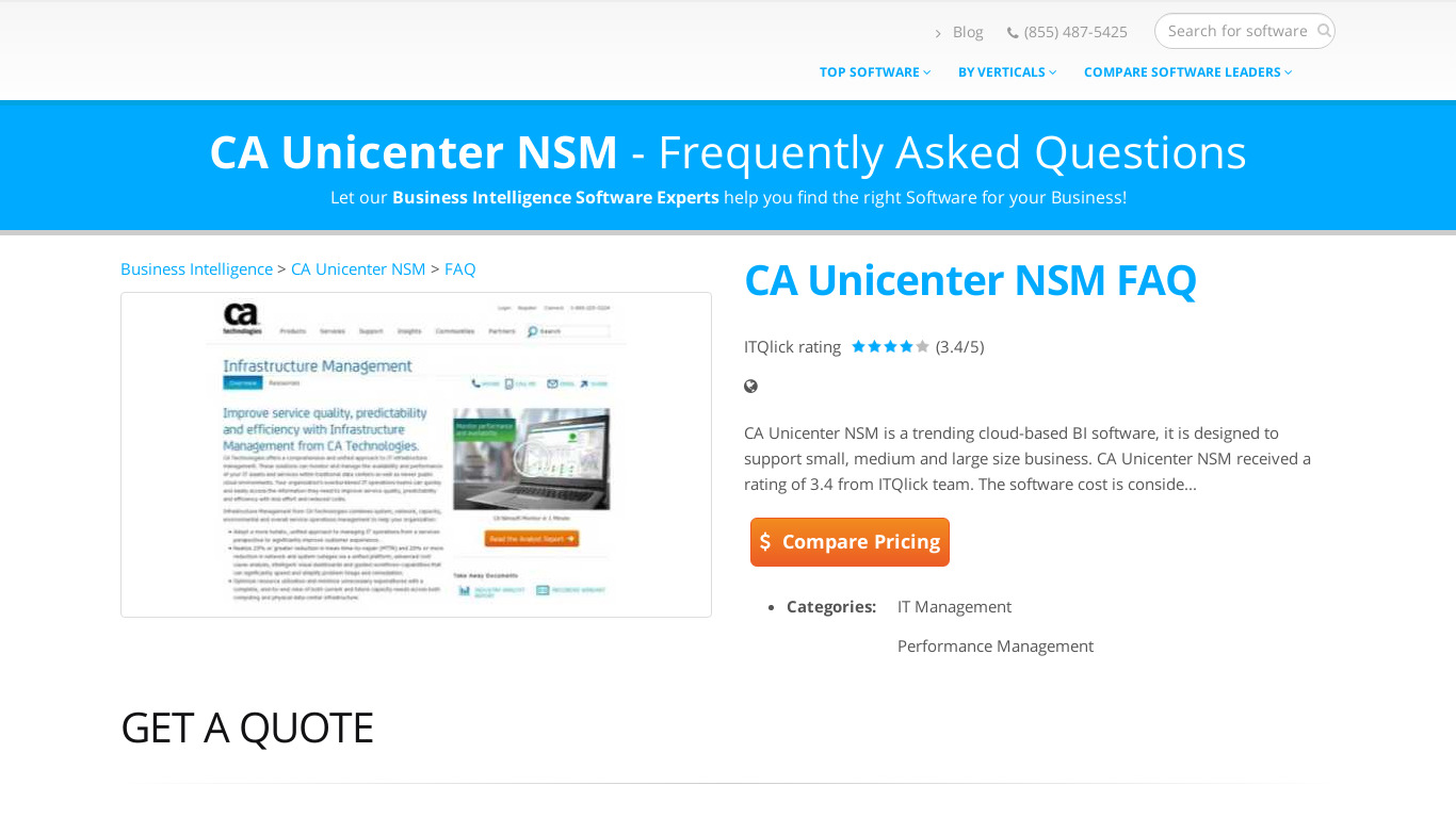CA Unicenter NSM Landing page