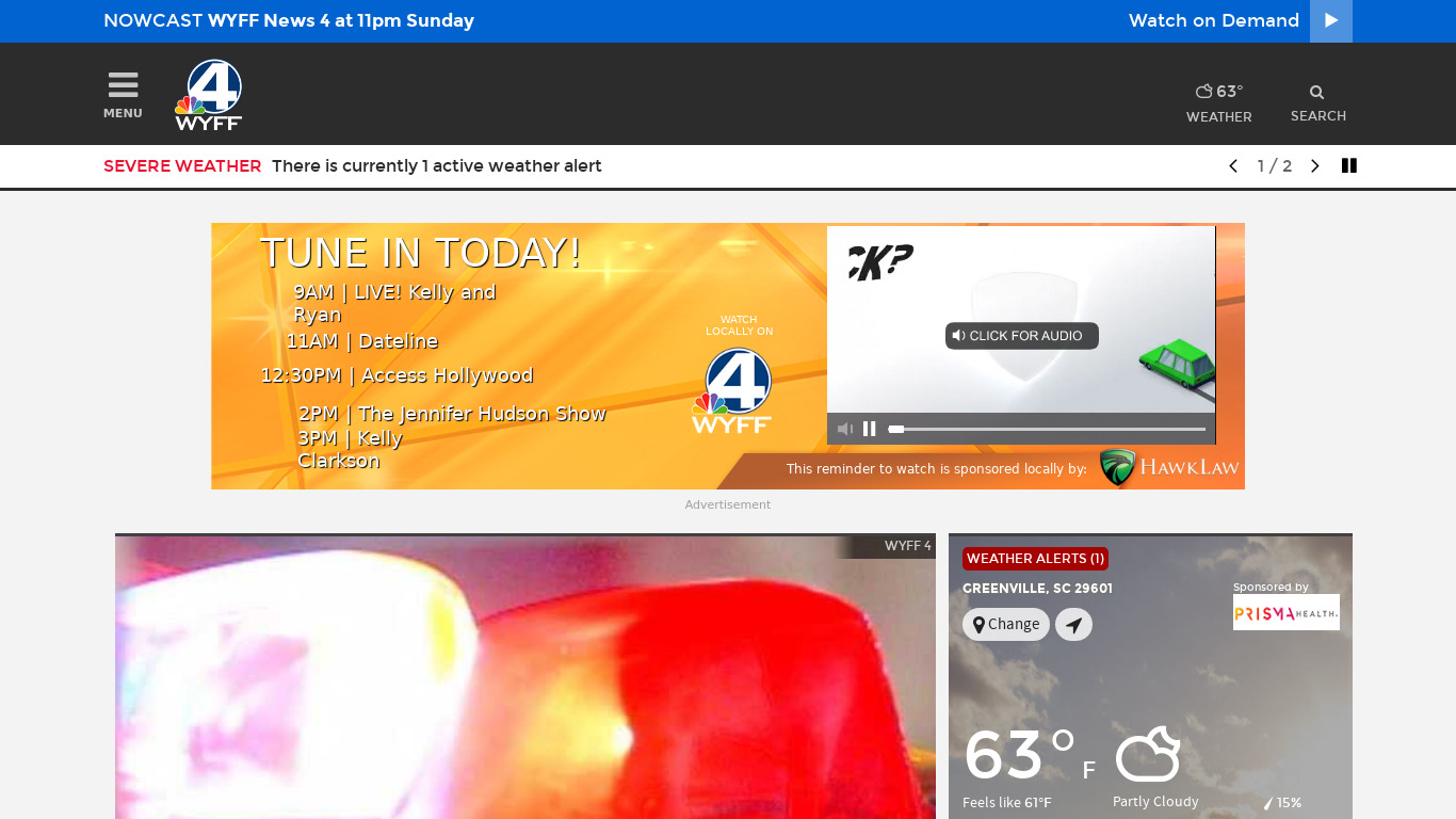 WYFF News 4 and weather Landing page
