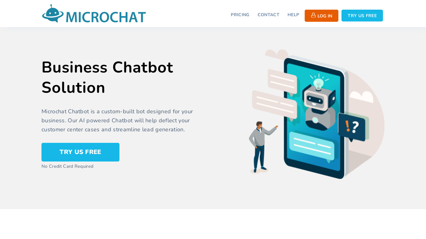Microchat Chatbot Landing page