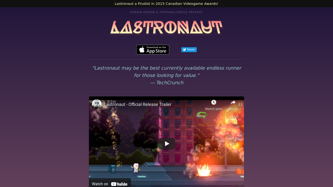 Lastronaut Landing page