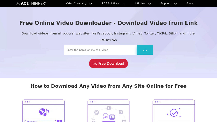 AceThinker Free Online Video Downloader Landing Page