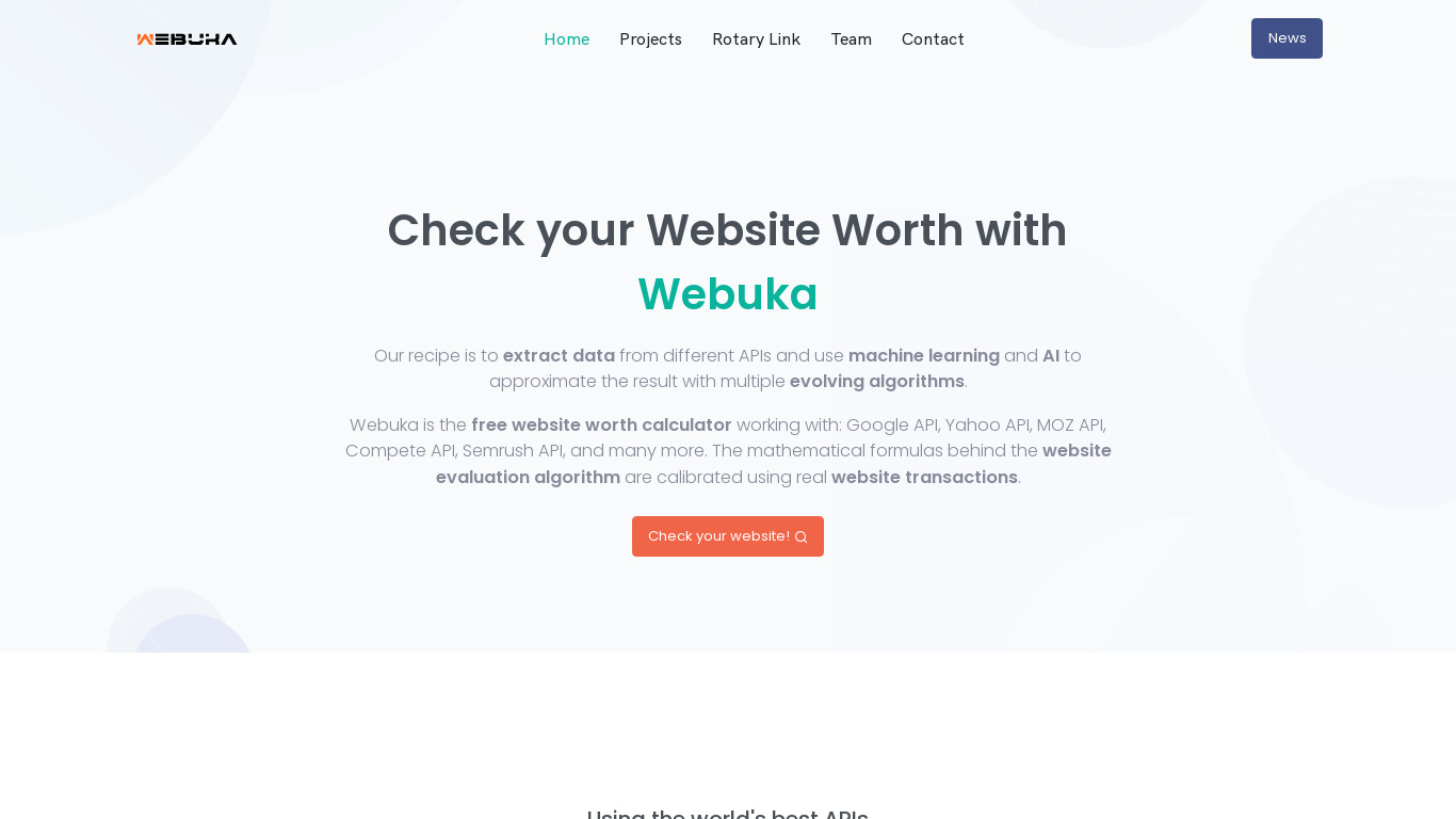 Webuka Landing page