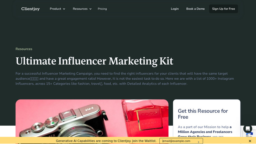 Influencer Marketing Toolkit Landing Page