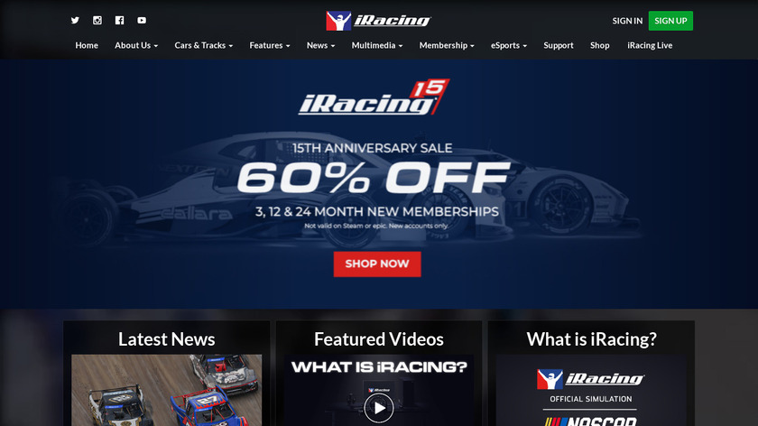 iRacing Landing Page