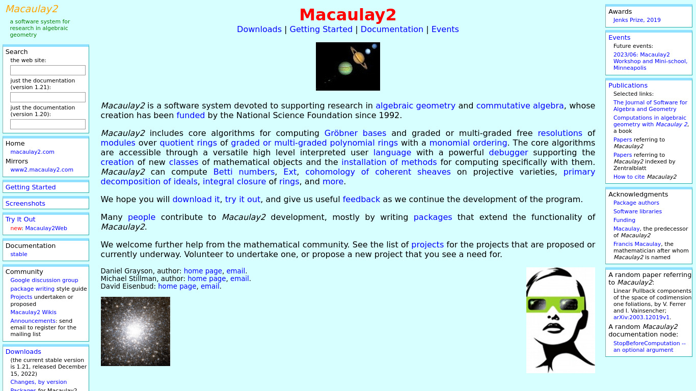 Macaulay2 Landing page