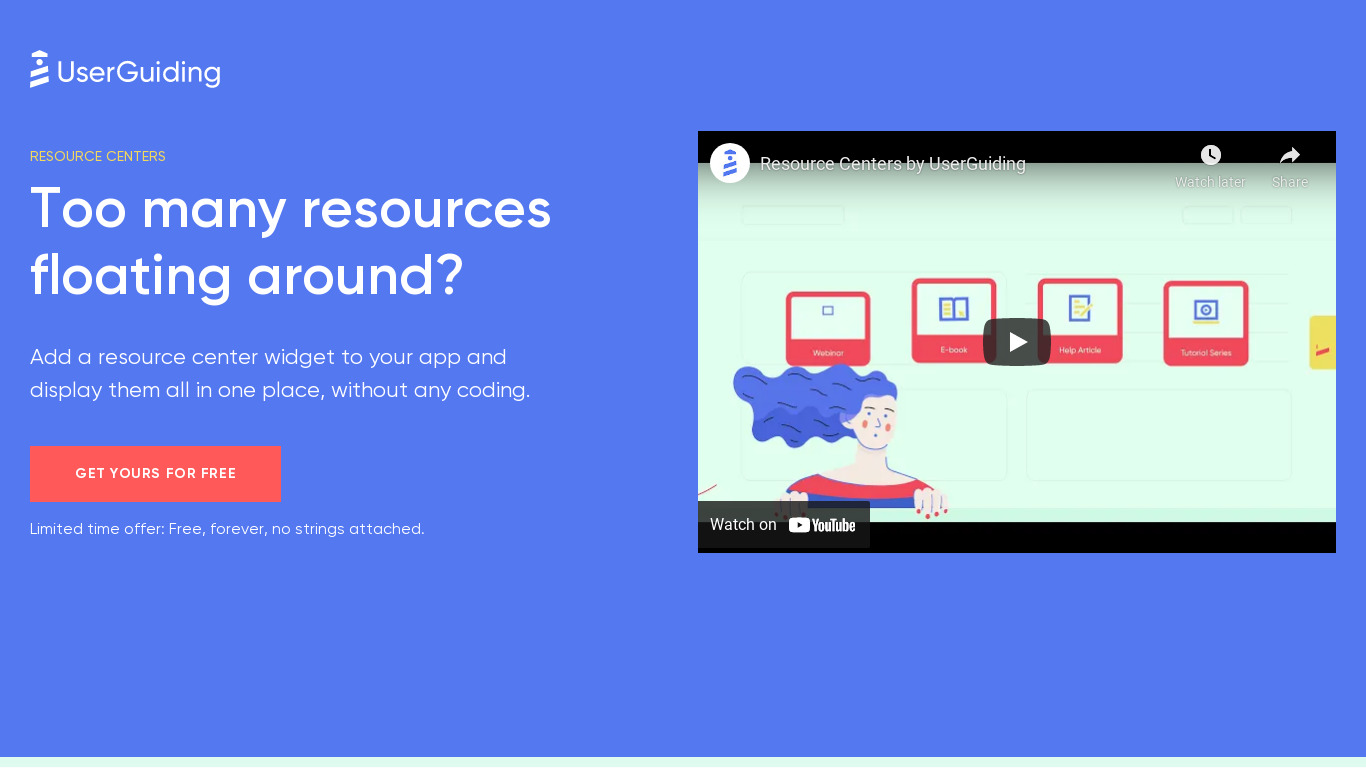 Resource Center by UserGuiding Landing page