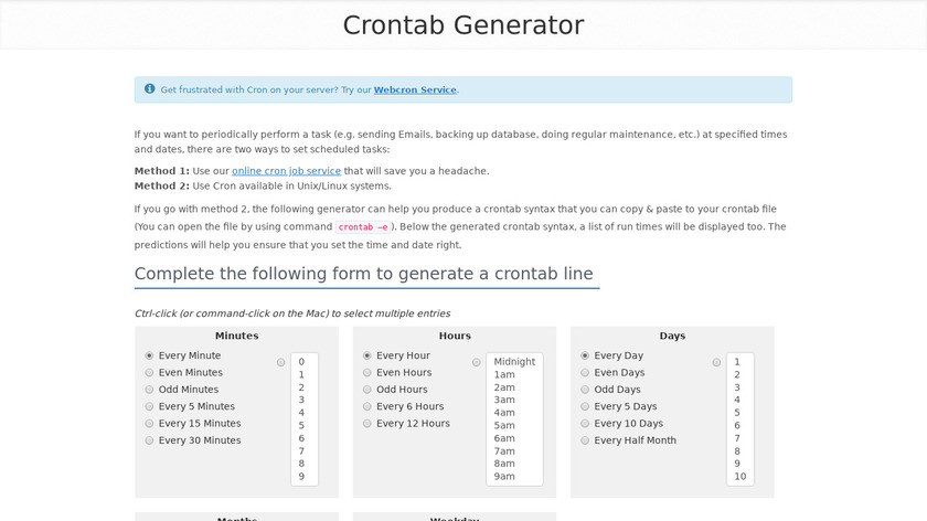 Crontab Generator Landing Page