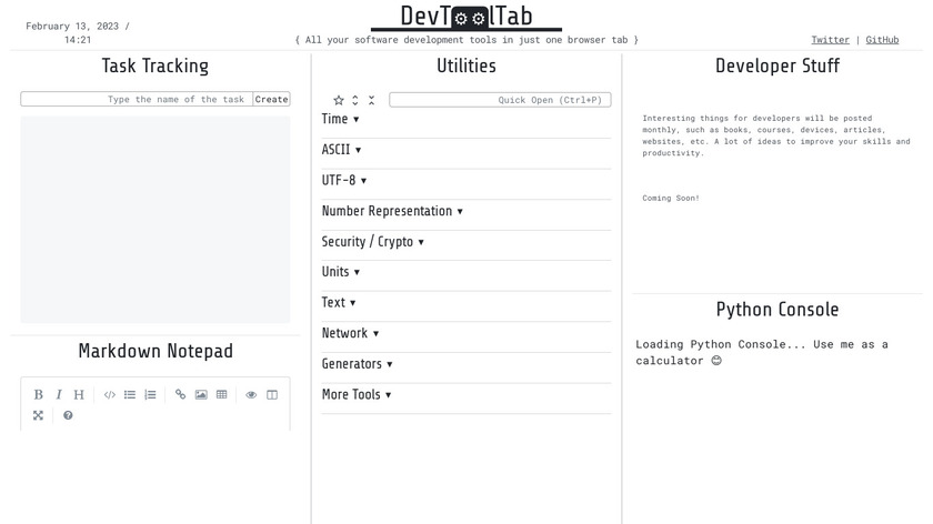 DevToolTab Landing Page