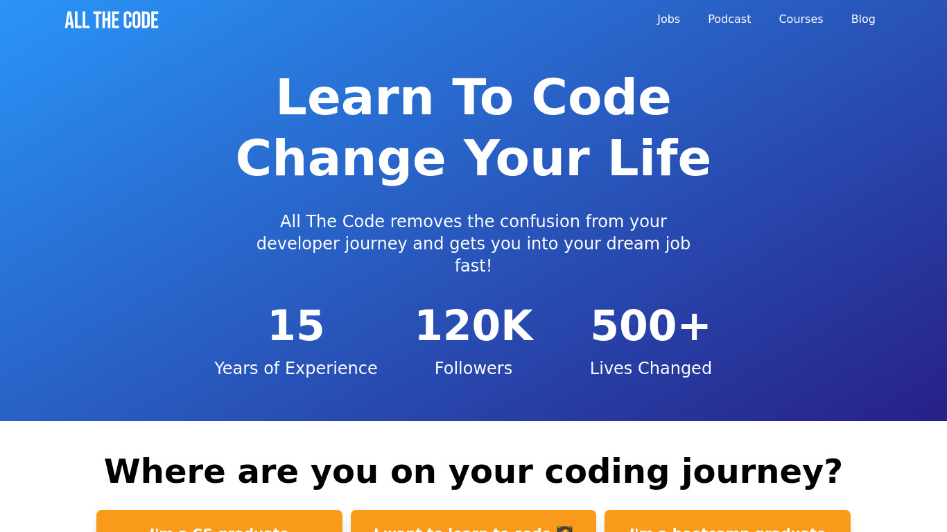Career Switch To Coding Landing page