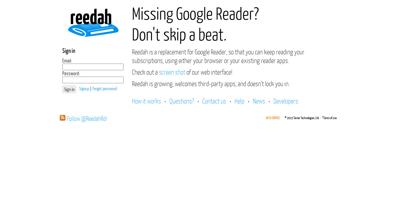 Reedah Landing page