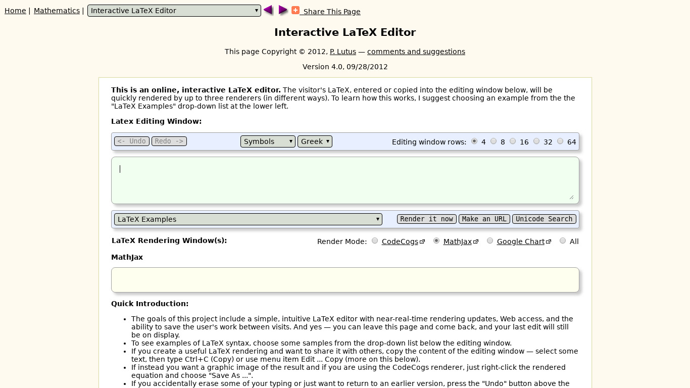 Arachnoid Interactive LaTeX Editor Landing page