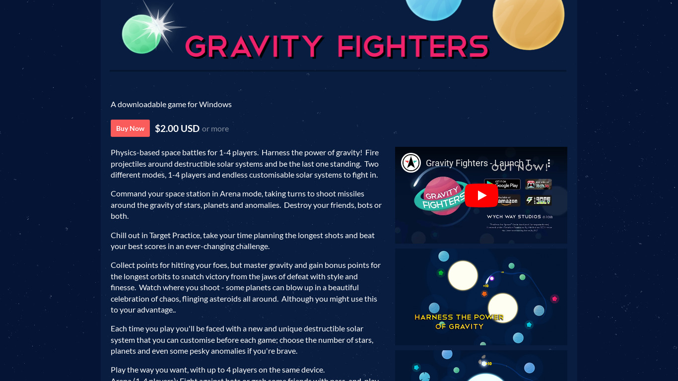 Gravity Fighters Landing page