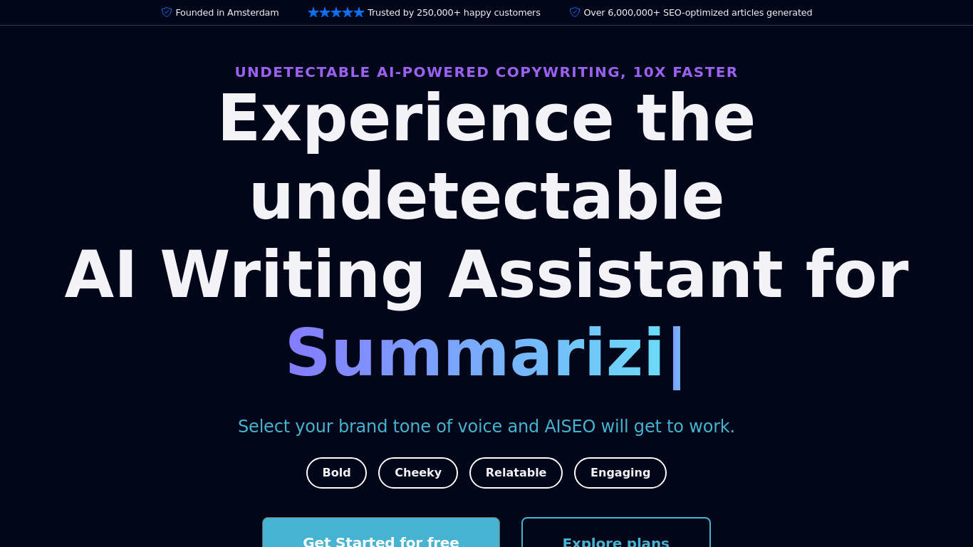 AISEO Landing page