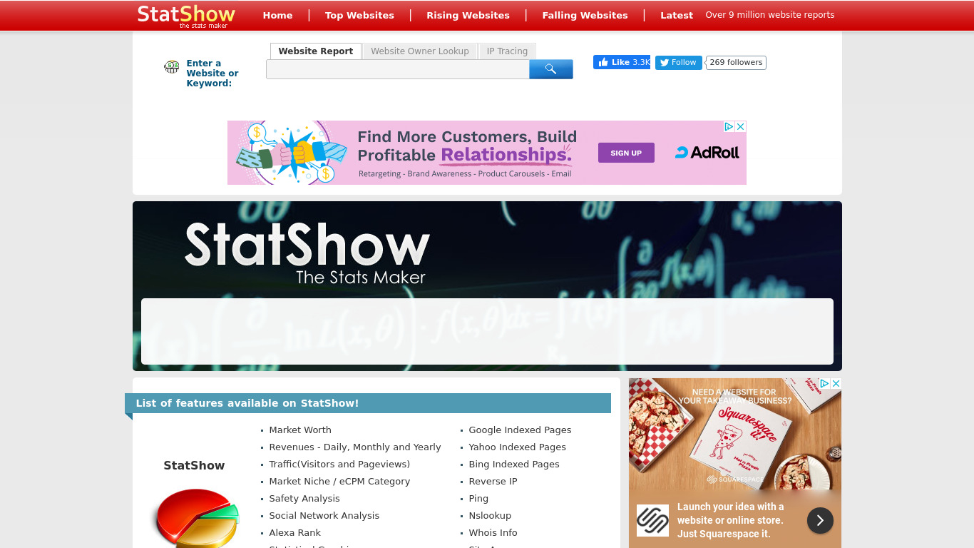StatShow Landing page