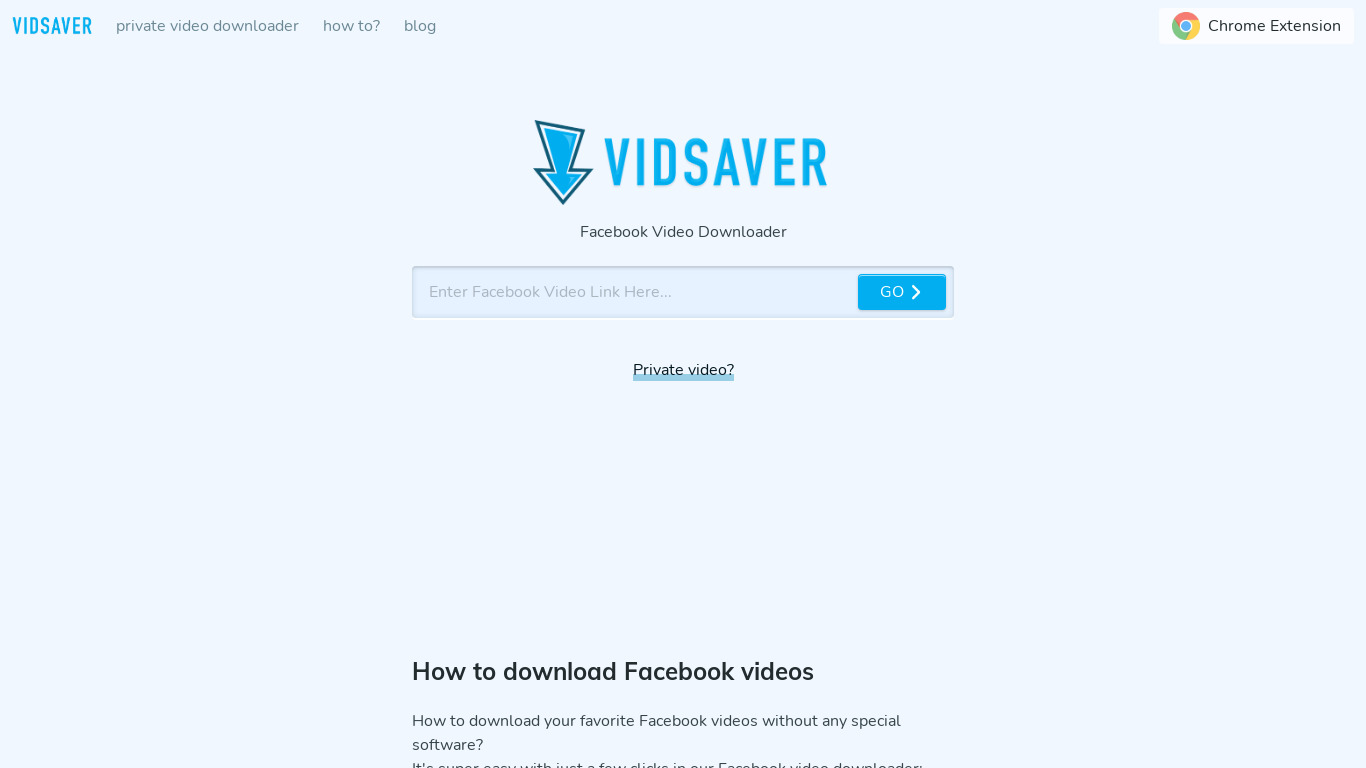 VidSaver Landing page