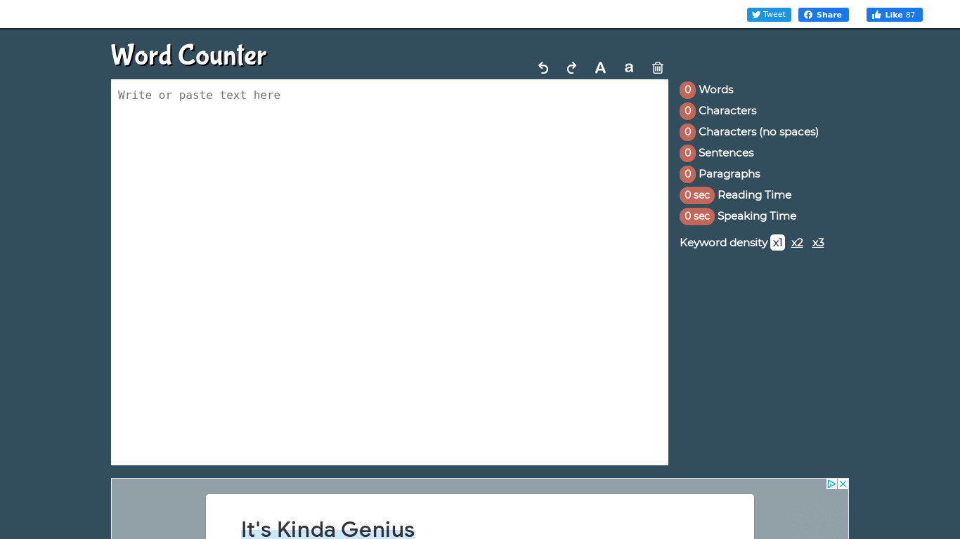 WordCounter.online Landing page