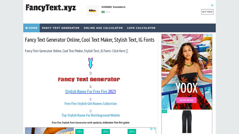 Fancytext.xyz Landing Page