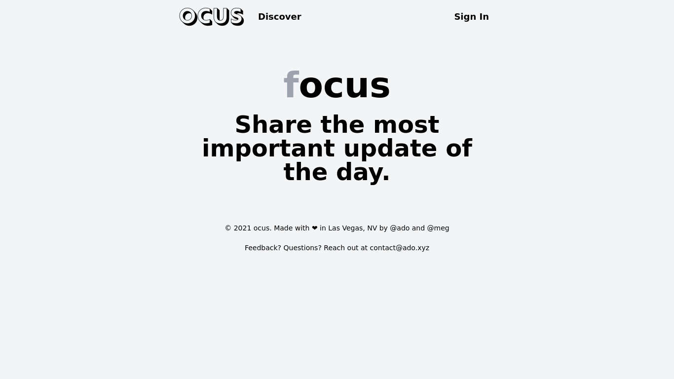 ocus Landing page