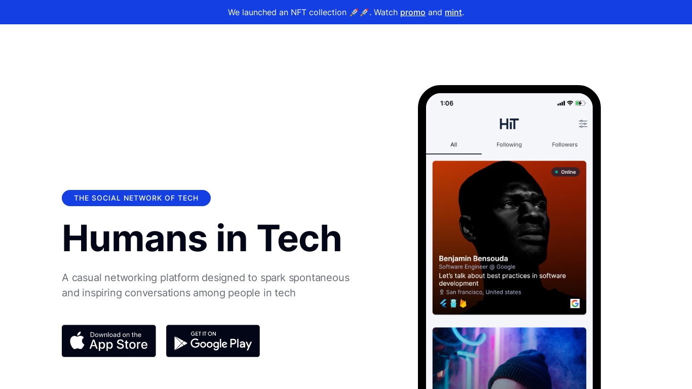 Humans in Tech Landing page