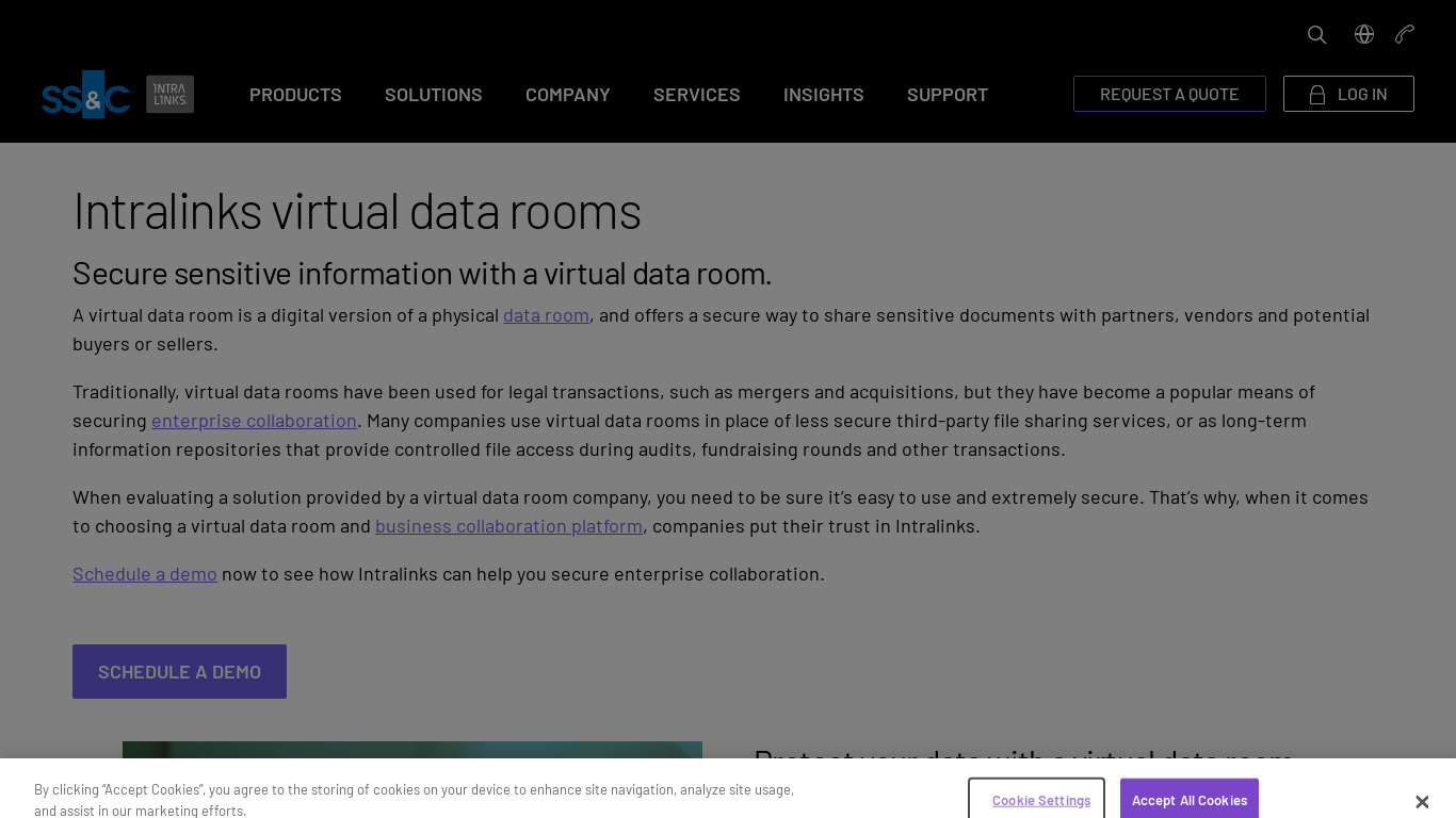 Intralinks Virtual Data Room Landing page