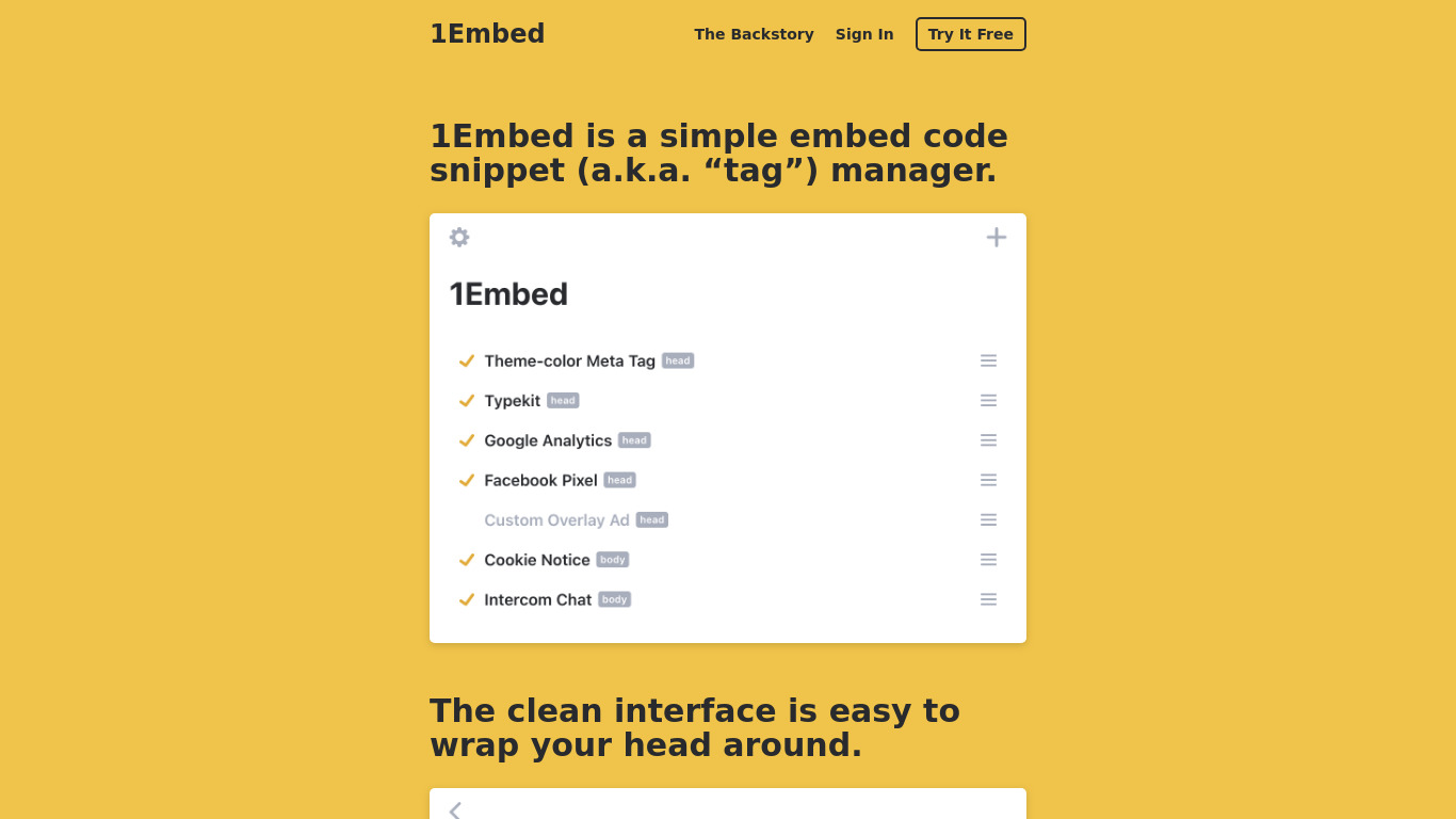 1Embed Landing page