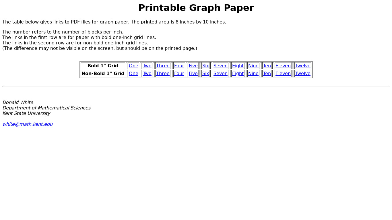 Printable Graph Paper Landing page