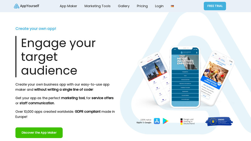 AppYourself App maker Landing Page