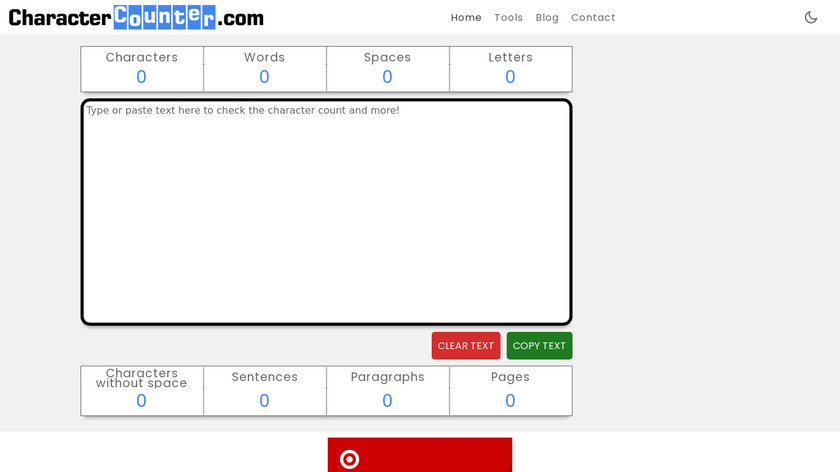 CharacterCounter.com Landing Page