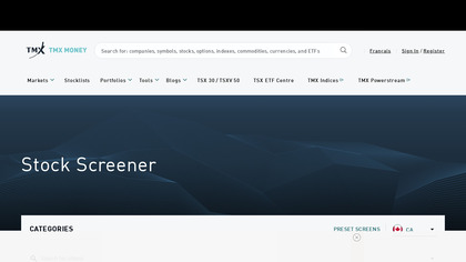 TMX Money Stock Screener image