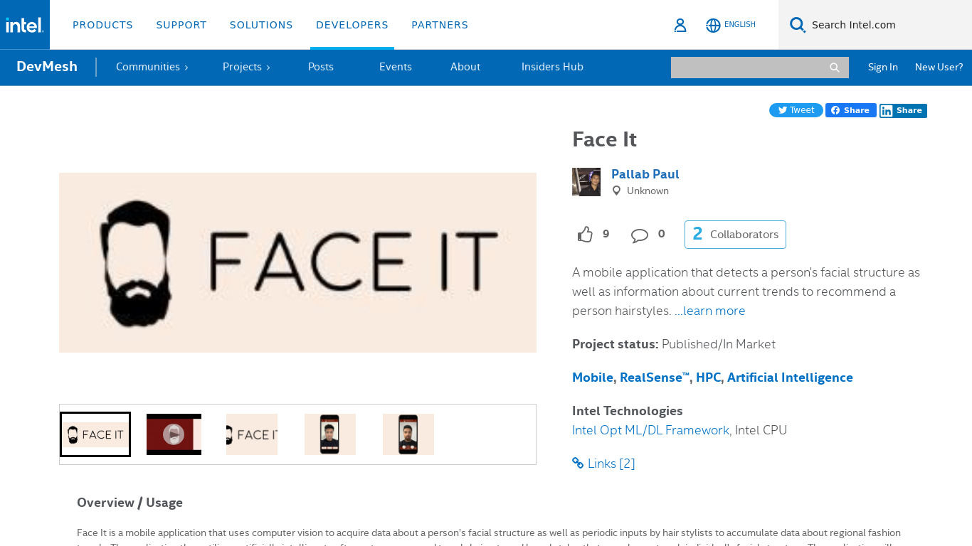 Face It Landing page