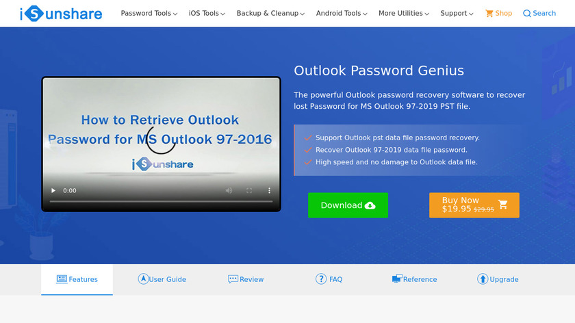 iSunshare Outlook Password Genius Landing Page
