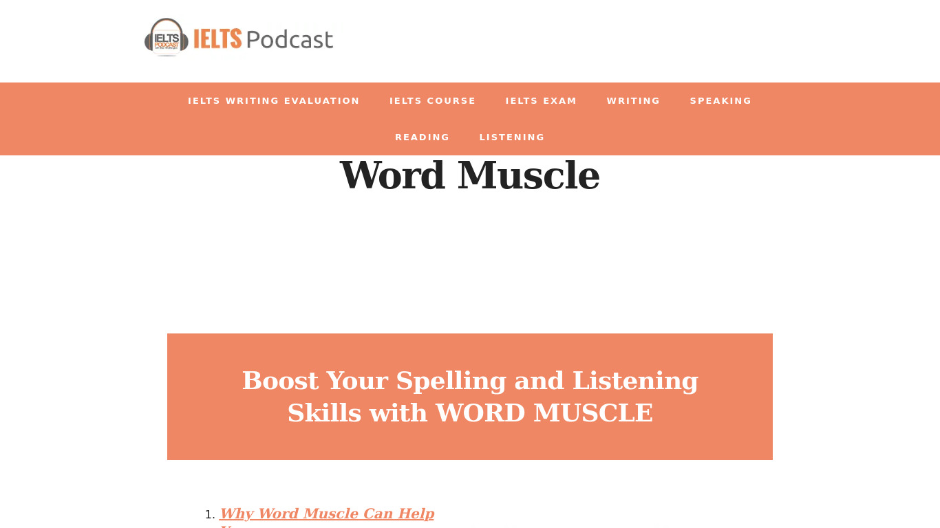 Word Muscle by IELTS Podcast Landing page