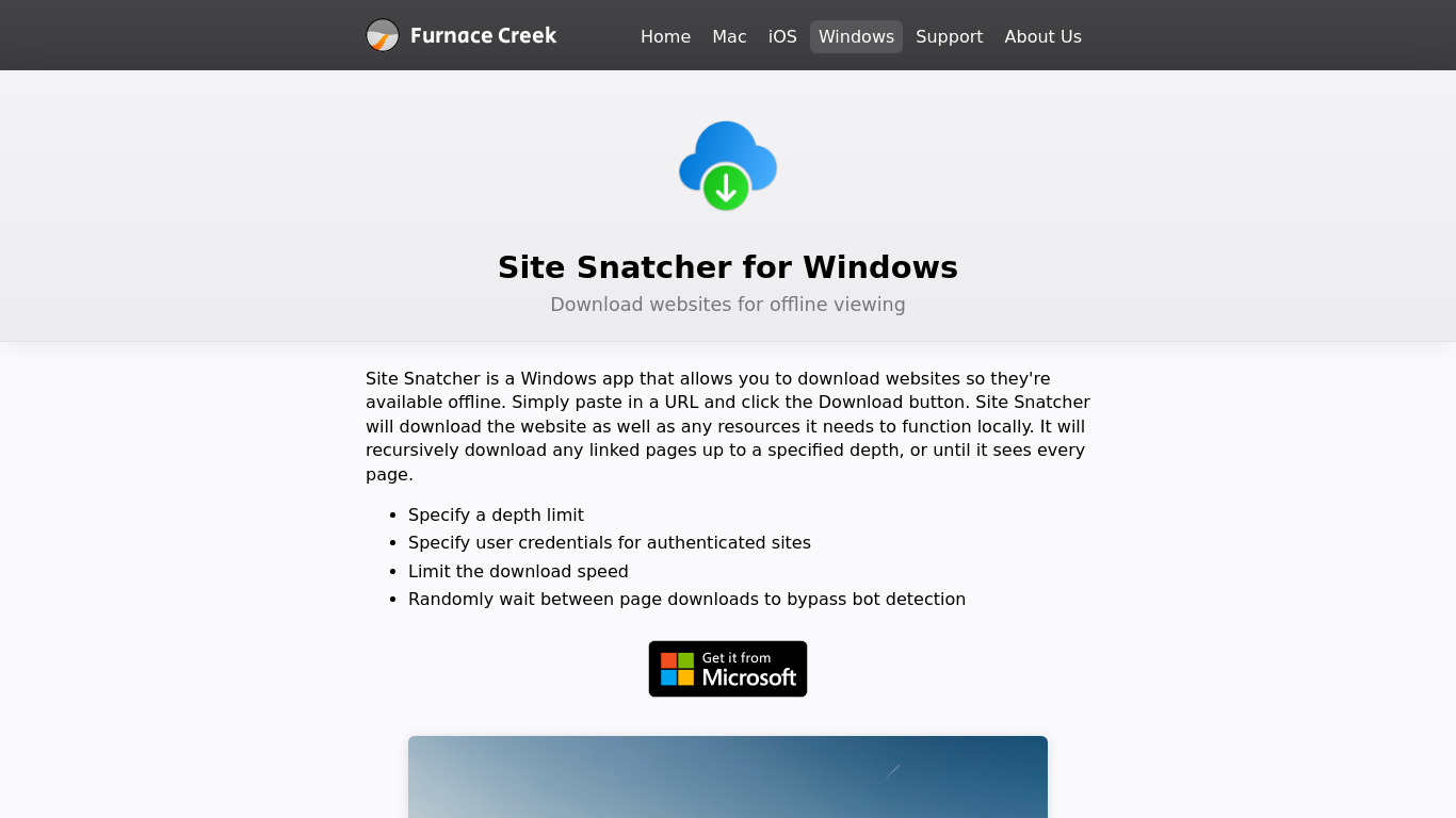 Site Snatcher Landing page
