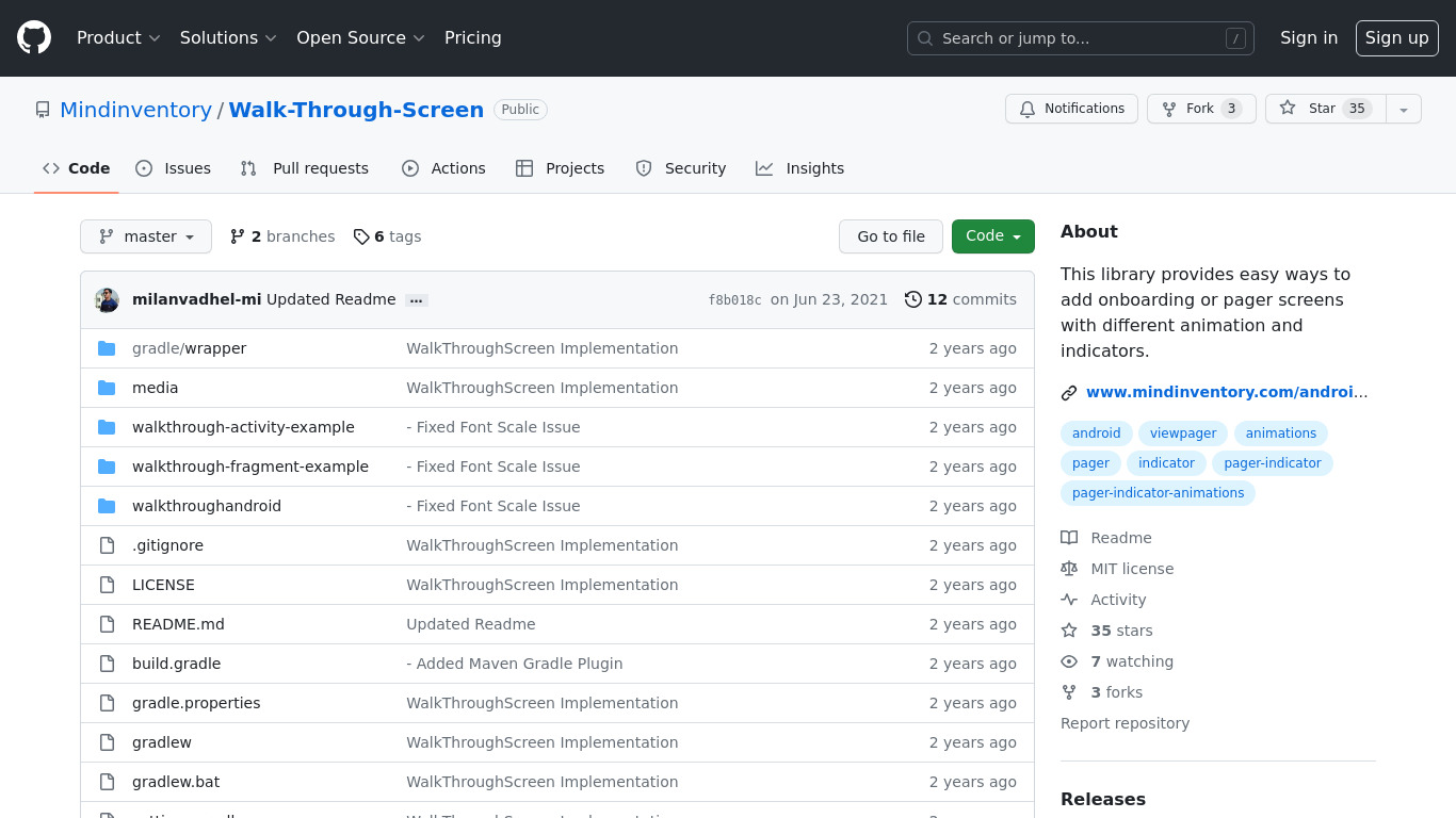 Walk Through Screen Landing page