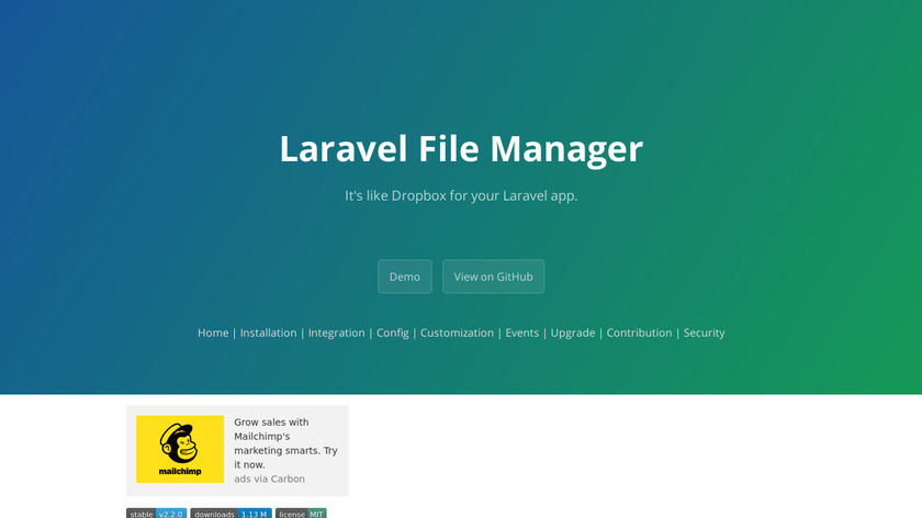 Laravel File Manager Landing Page