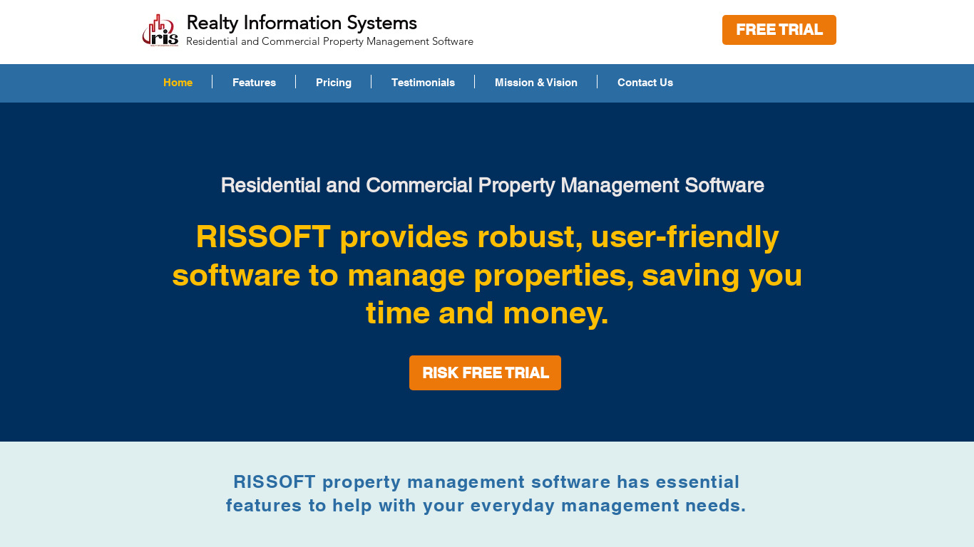 RIS Property Management Landing page