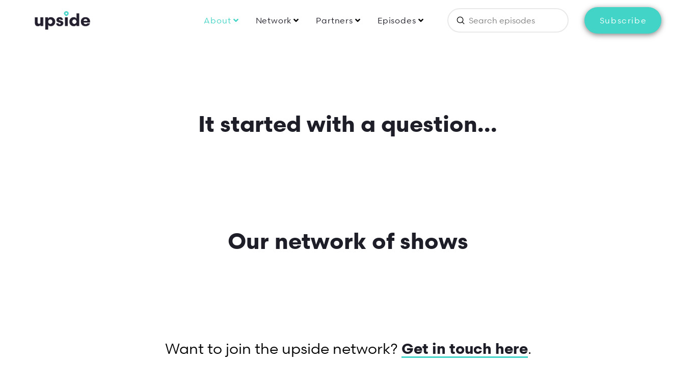 the upside network Landing page