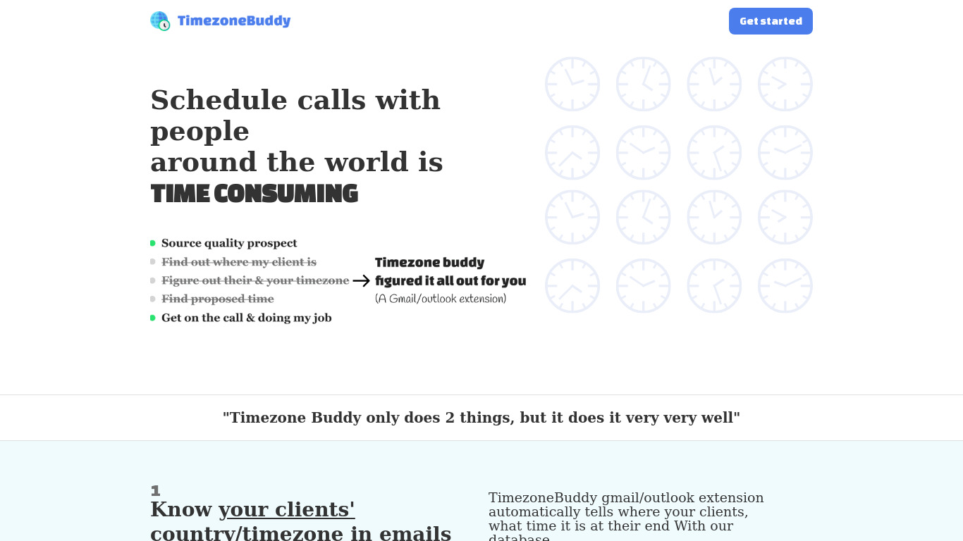 Timezone Buddy Landing page