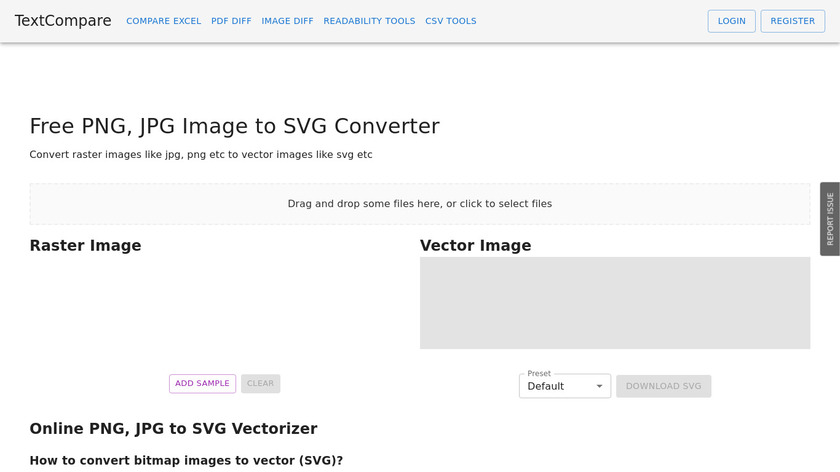 TextCompare Vectorizer Landing Page