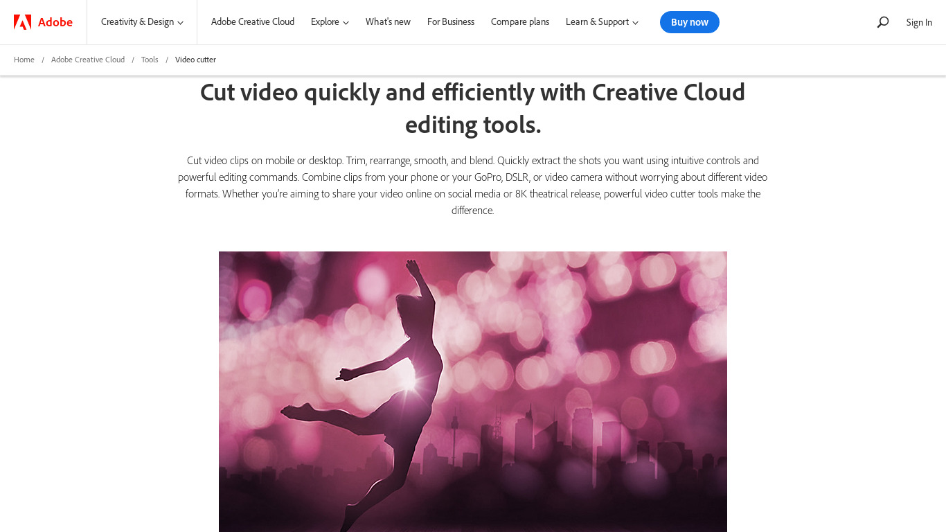 Adobe Trim videos Landing page