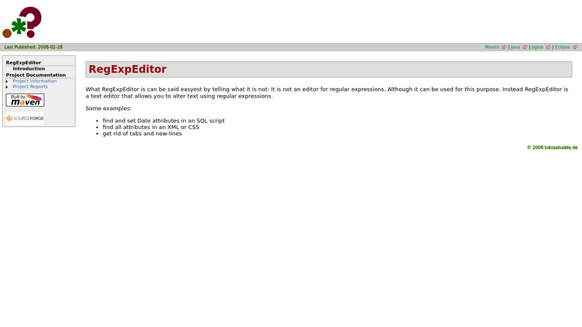RegExpEditor Landing Page