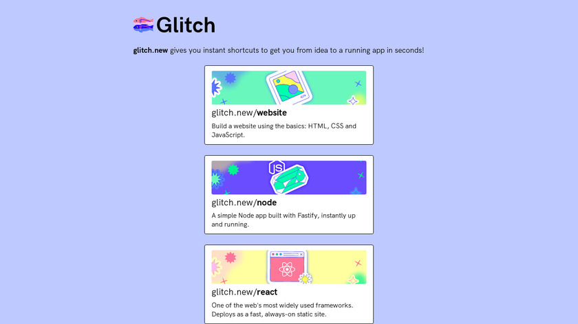 Glitch.new Landing Page
