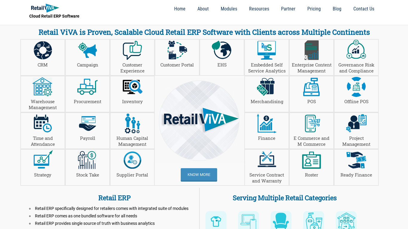 Retail ViVA Landing page