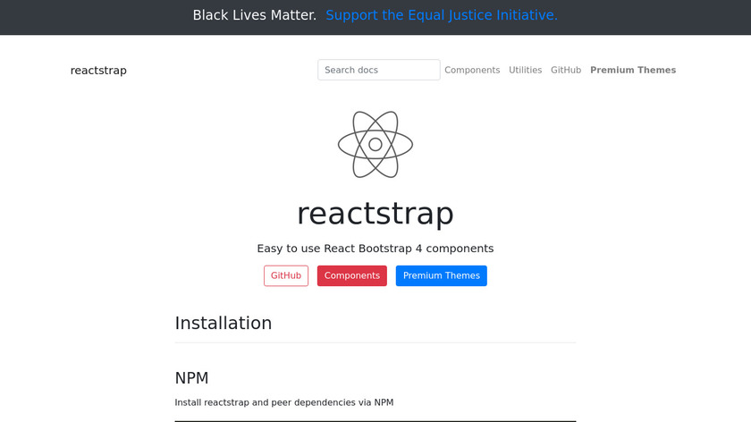 Reactstrap Landing Page