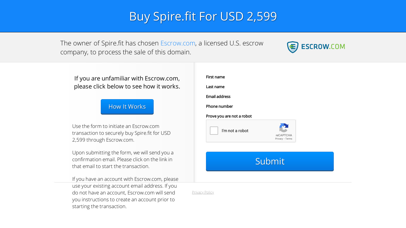 Spire FIT Landing page